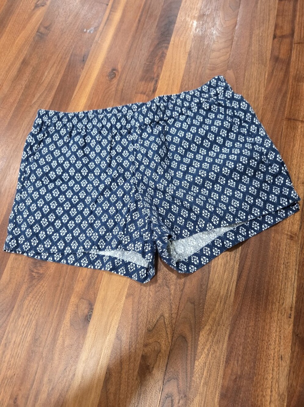 Kut From The Kloth 100% Linen Navy Printed Casual Shorts Pockets Size 8